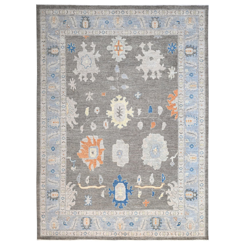 Tapis sable et gris noué à la main de haute qualité