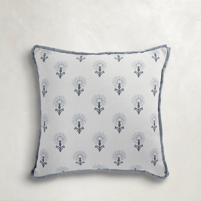 Enchanted Mist Outdoor Throw Pillow, Square 20", White/Blue