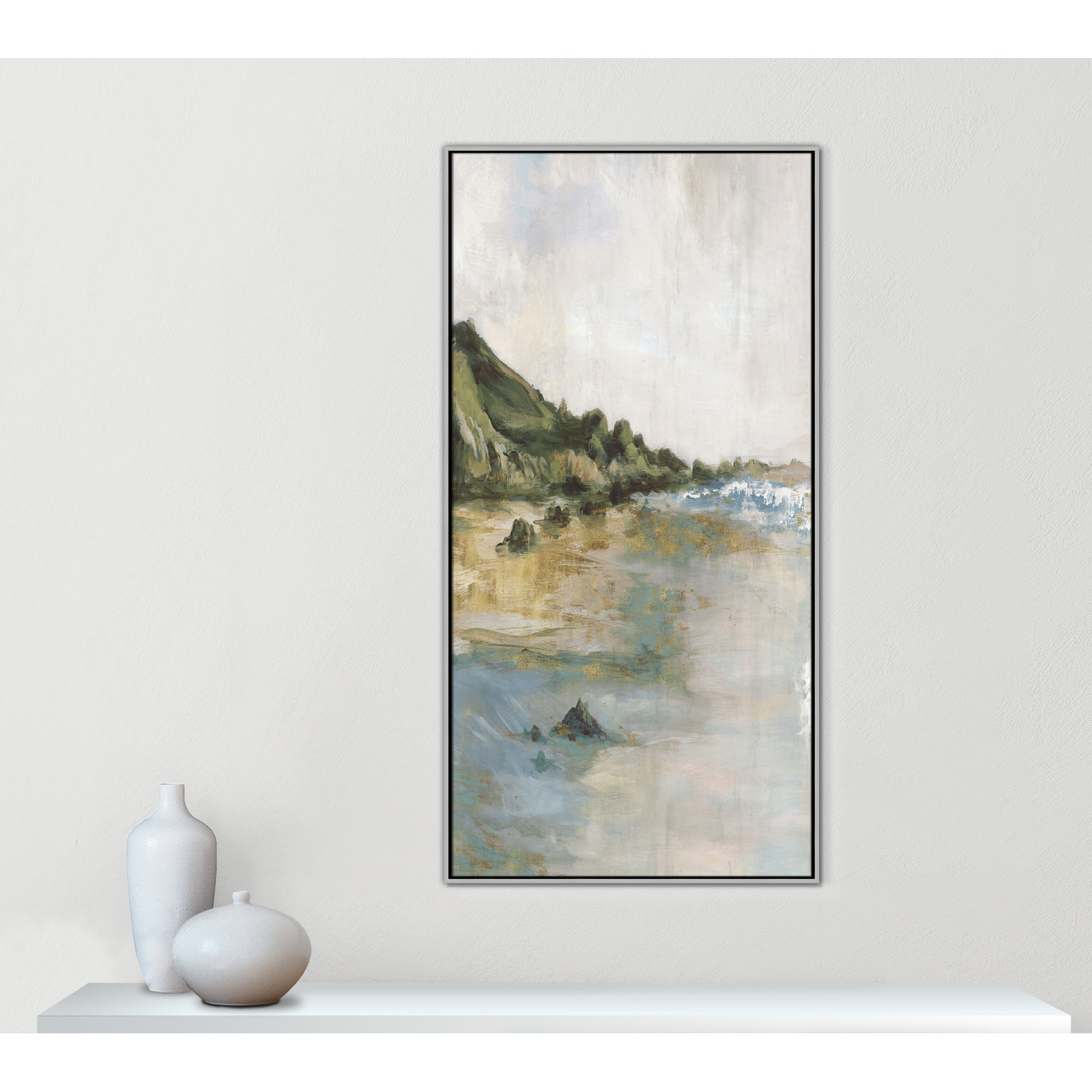 Tide’s Edge Print by , 61.5" H x 31.5" W, Silver