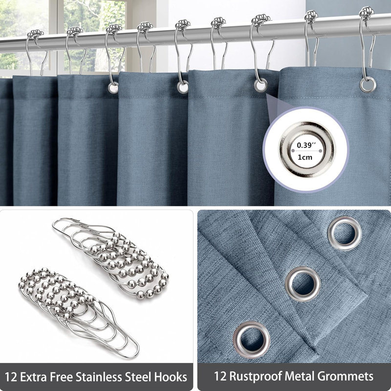 Polyester Shower Curtain, Navy Blue