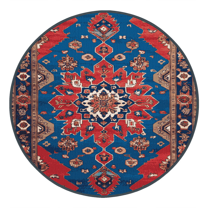 Tapis gris Tabriz lavable à la machine, Rond 4 pi
