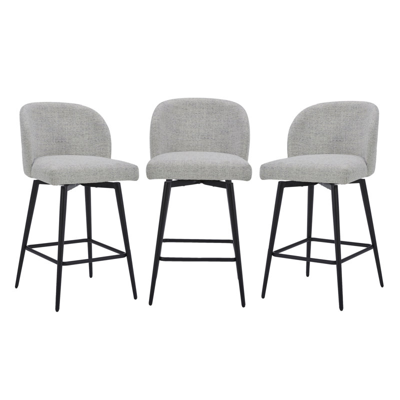 Benedit Swivel Counter & Bar Stool, 3, White (Multi-colored), Counter Stool (27" Seat Height)
