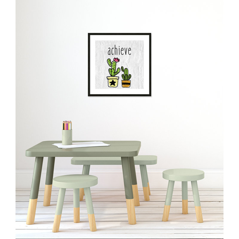 Impression sur papier Cacti C, Encadré de boîte à grain de bois noir, H 22,5 po x l 22,5 po x P 1,18 po