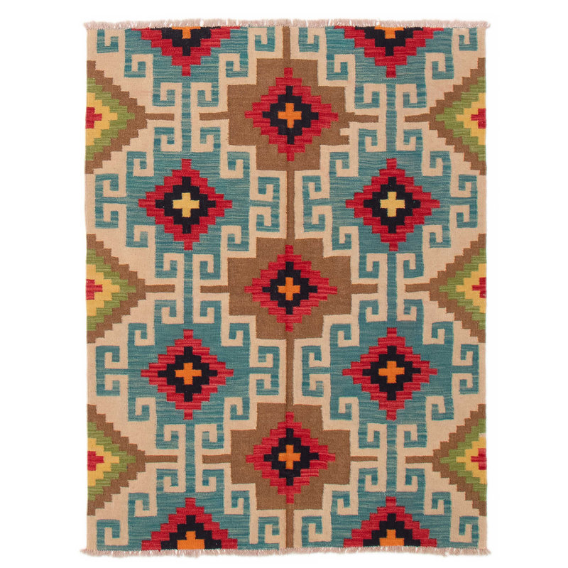 Tapis unique turquoise de 4 pi 10 po x 6 pi 3 po