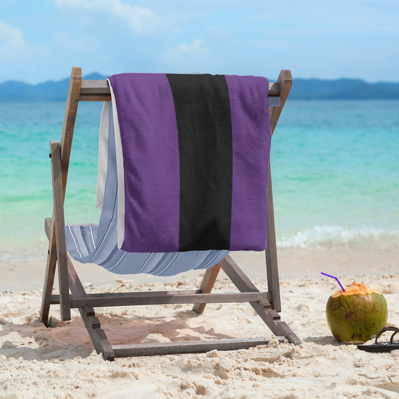 Cotton Blend Lightweight Beach Towel, Black/Purple