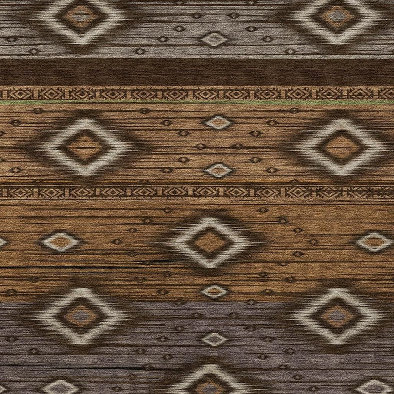 3' X 5' Chocolate Copper And Grey Tribal Washable Indoor Outdoor Area Rug
