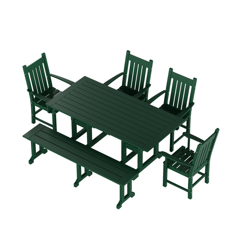 Laguna 6 - Person Patio Dining Set with Rectangular Table, Dark Green