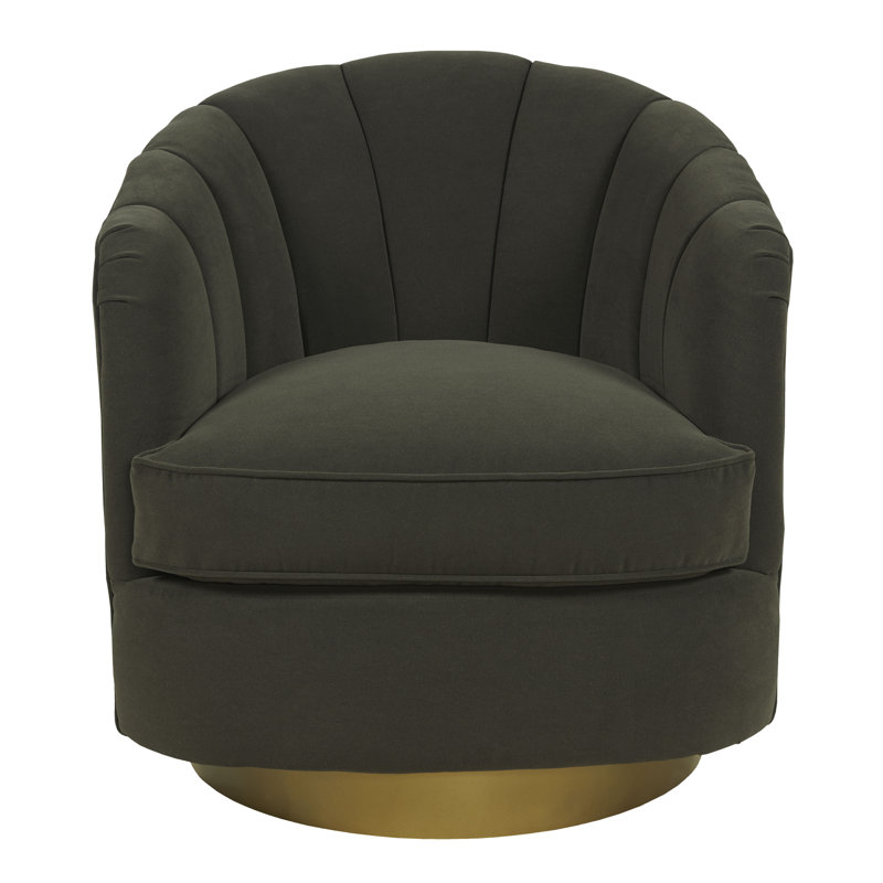 Tipsy 28.75" W Swivel Barrel Chair, 4834 White