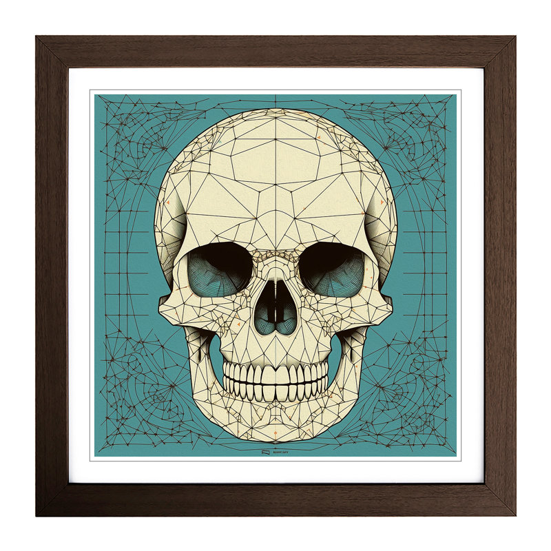 Skull Constructivism No.2 - Single Picture Frame Print on Wood, Walnut