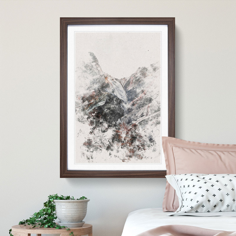Mountains in San Vigilio Italy - Picture Frame Painting Print, 33cm H x 24cm W x 2cm D, Walnut Framed