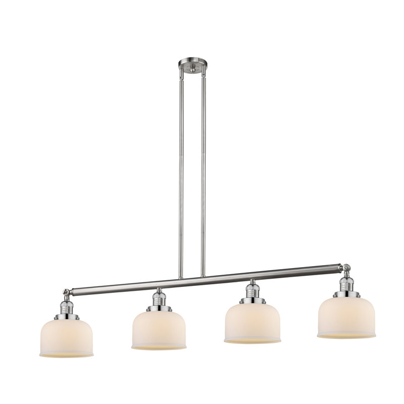 Morrow 4 - Light Kitchen Island Pendant, Matte White Cased, 3.5 Watt Vintage LED Bulb, Polished Nickel