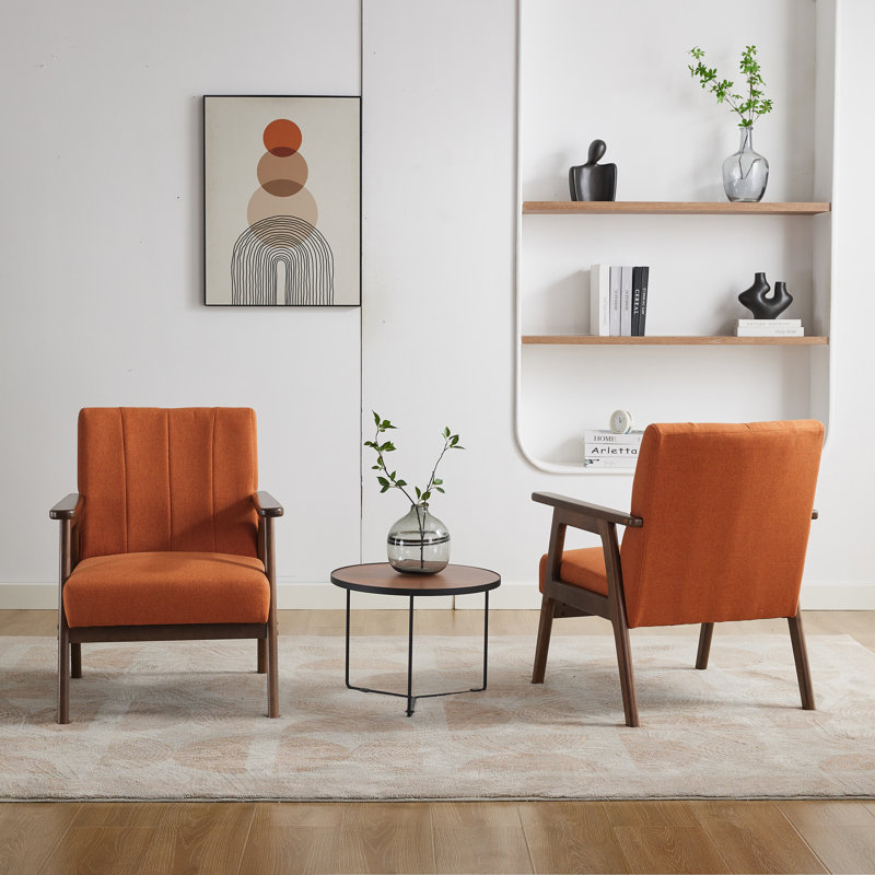 Chisara Upholstered Armchair, Irma Orange Linen