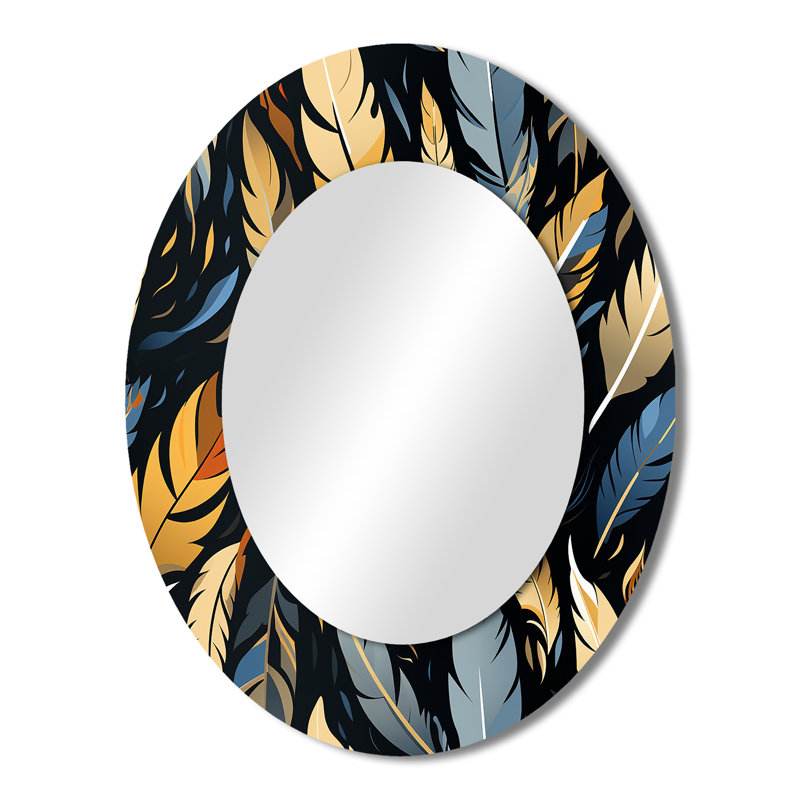 Miroir mural Feather Tribal Fusion - ovale bleu, H 43 po x l 33 po