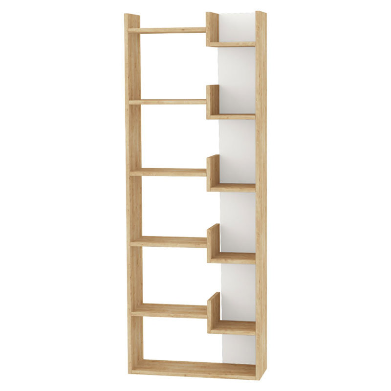 Kara 5-Tier Freestanding Bookcase for Home and Office Storage, Oak/White, 162cm H x 61cm W x 22cm D