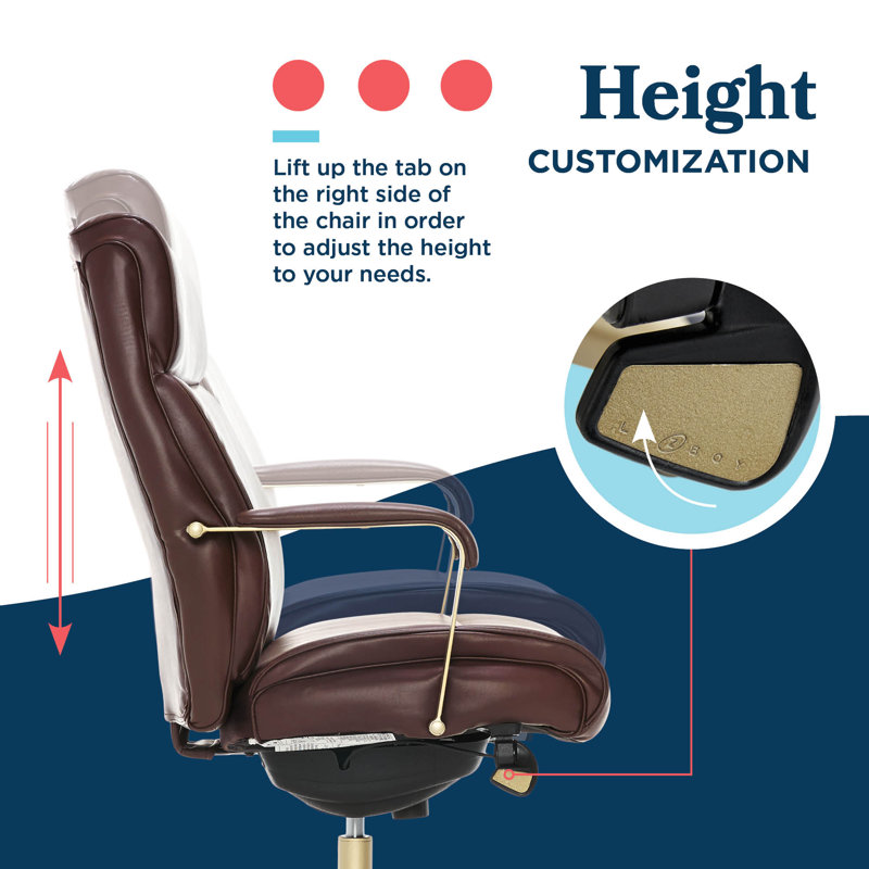 Brown Bonded Leather Ergonomic Executive Office Chair with Lumbar Support