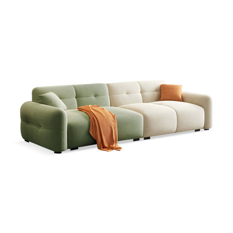 Coussin de canapé modulaire en polyester, 29,92 po H x 94,49 po L x 37,4 po P, 3, Vert / Beige