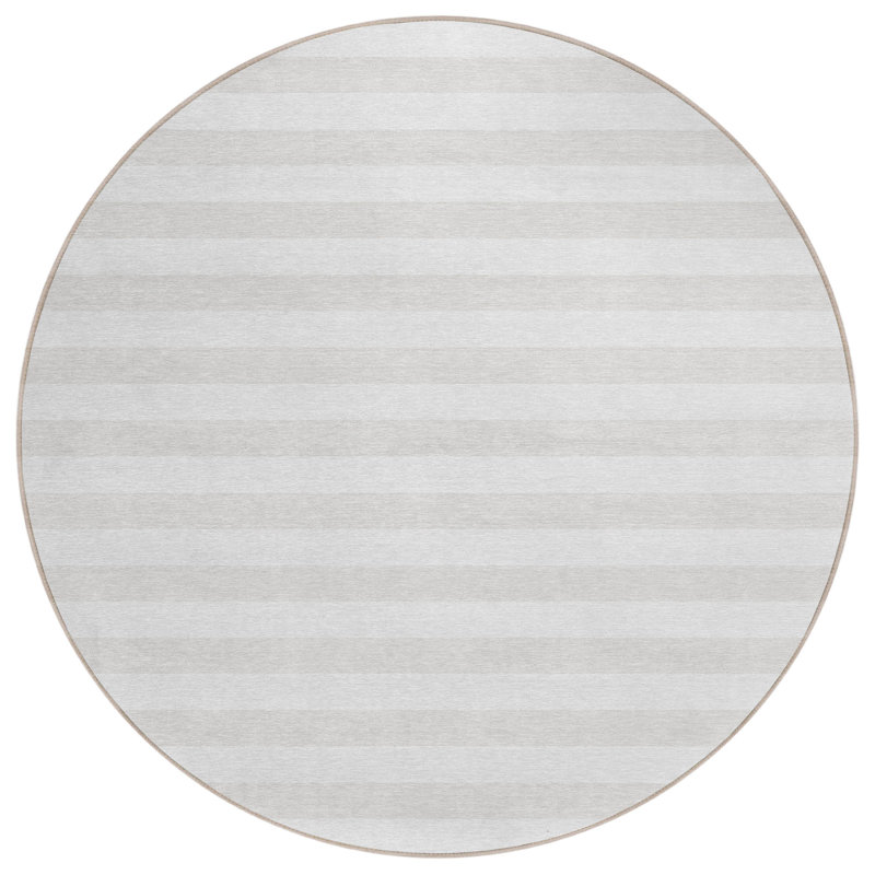Kinslee Washable Striped Indoor / Outdoor Rug, Round 8'