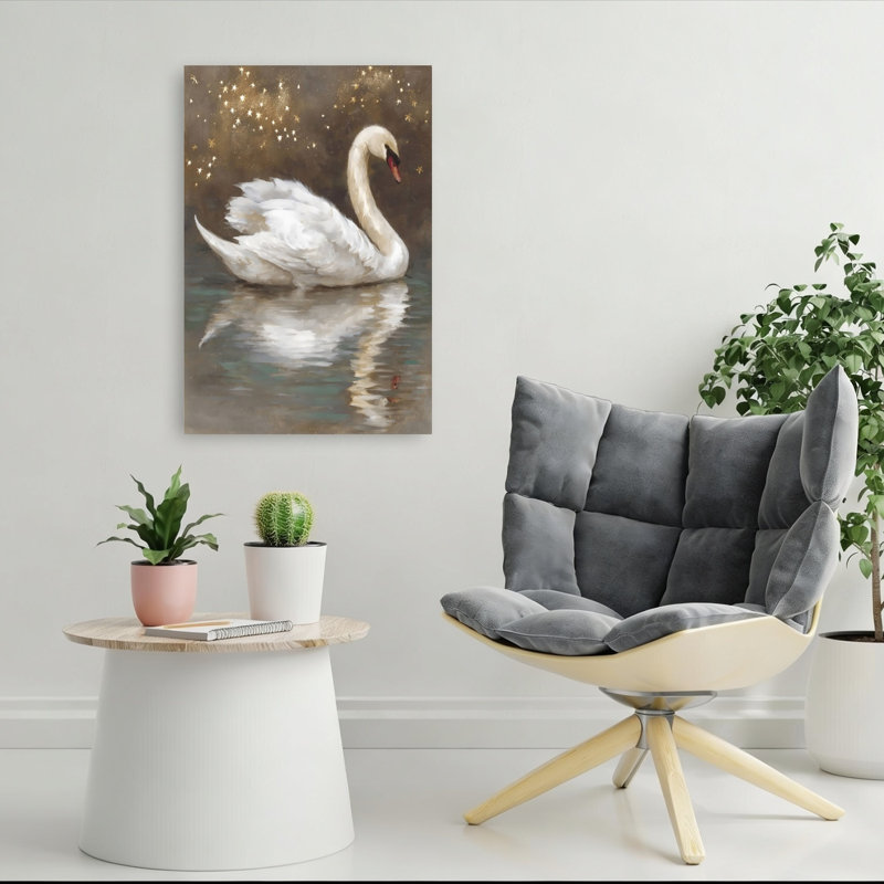 Elegant Swan III Abstract Contemporary Wall Art Print, 36" H x 24" W
