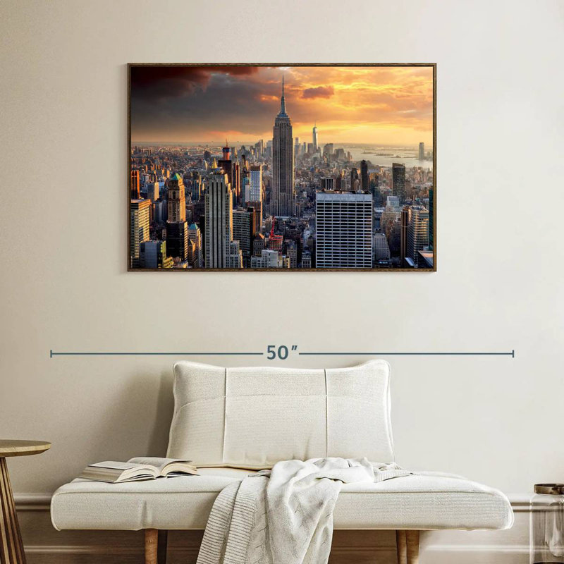 New York City High Rises, Cadre flottant noyer, 40 po x 27 po