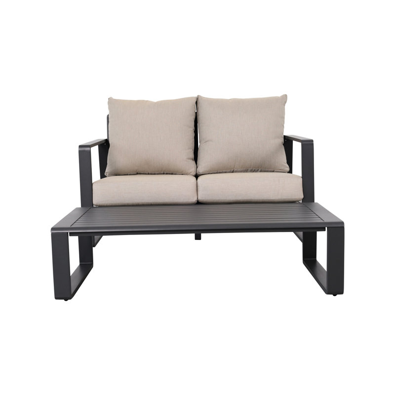 Table basse rectangulaire en aluminium gris rembourré Jm 9017. Coussins modernes, élégants et pratiques. Salon