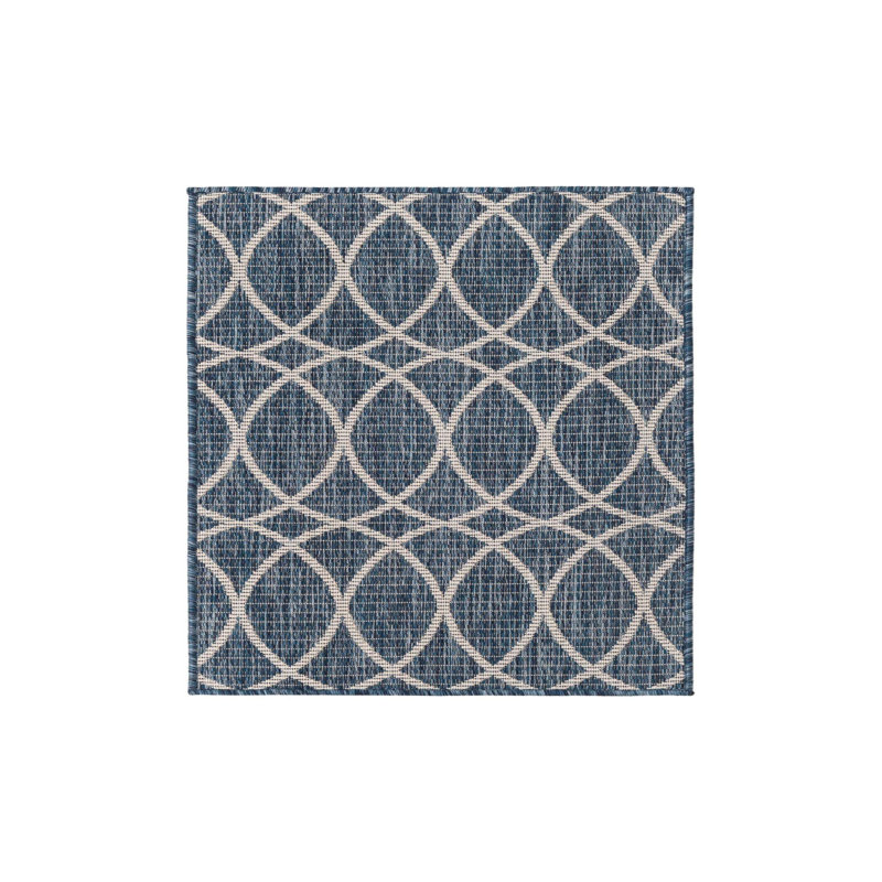 Blue Gitter Indoor/Outdoor Trellis Rug, Rectangle 2'2" x 3'
