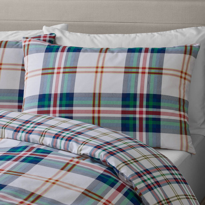 Kelso Check Reversible Duvet Cover Set, Double Duvet Cover + 2 Standard Pillowcases, Charcoal