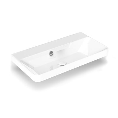 Lavabo de salle de bain rectangulaire en céramique blanc avec trop-plein Luxury