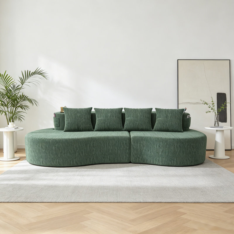 Canapé modulaire demi-lune incurvé, canapé modulaire compressé à 3 places pour le salon et le bureau, Green