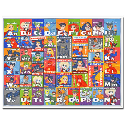 ABC Alphabet & Emotions Educational Kids Rug 8X10 - Hero Traits Learning Mat | Social Skills Carpet For Classroom, Playroom & Bedroom