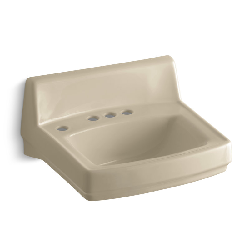 Greenwich Ceramic 21" Wall Mount Bathroom Sink with Overflow, Mexican Sand