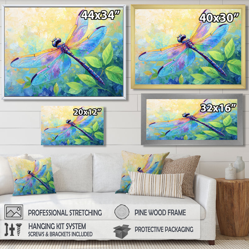 Iridescent Wings Of A Dragonfly III - impression murale libellule, Impression dans un cadre flottant sans passe-parto, Blanc
