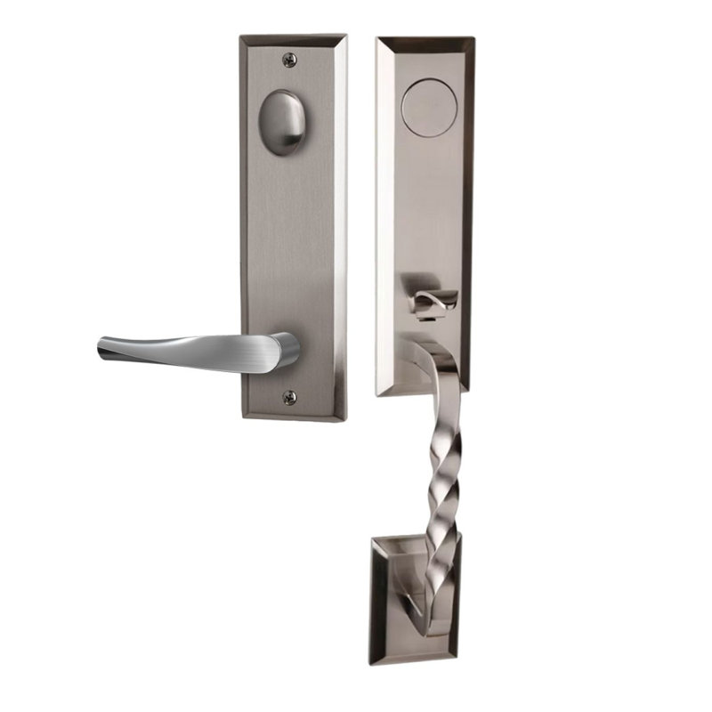 Ensemble de poignées factices avec levier méridien en nickel satiné Bravura 915-935 - L