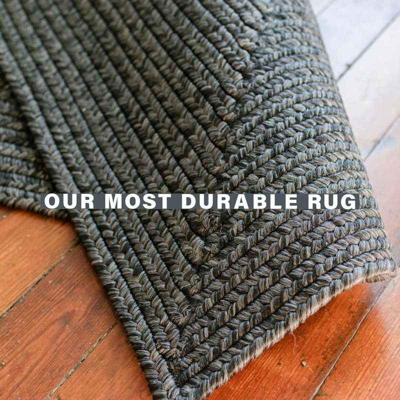  Braided Rug / Washable Indoor/Outdoor Black Rug, Oval 2'3" x 3' 9'