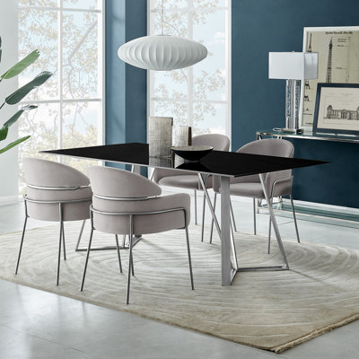 Amadeu Glass Top Four Leg Dining Set
