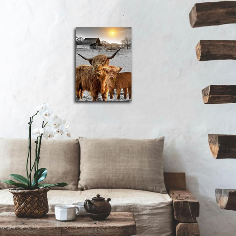 Art mural sur toile 16 po x 20 po Farmhouse Cow