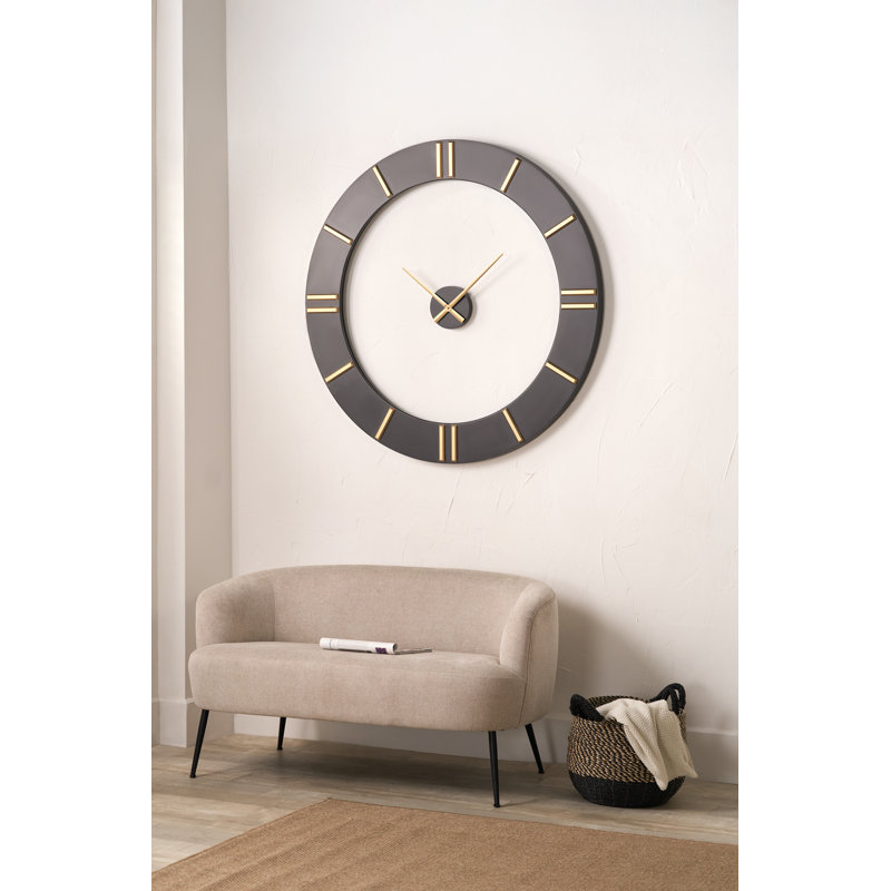 Wood Wall Clock, Black/Gold