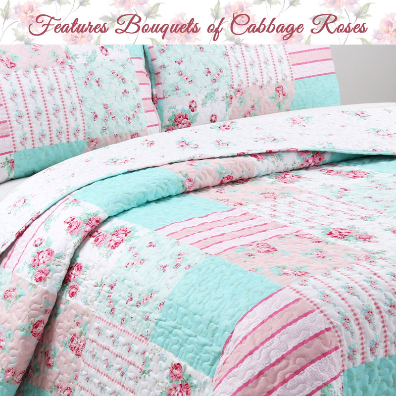 Cozy Line Home Fashion Tiffany Pink Garden Floral Pink/Blue