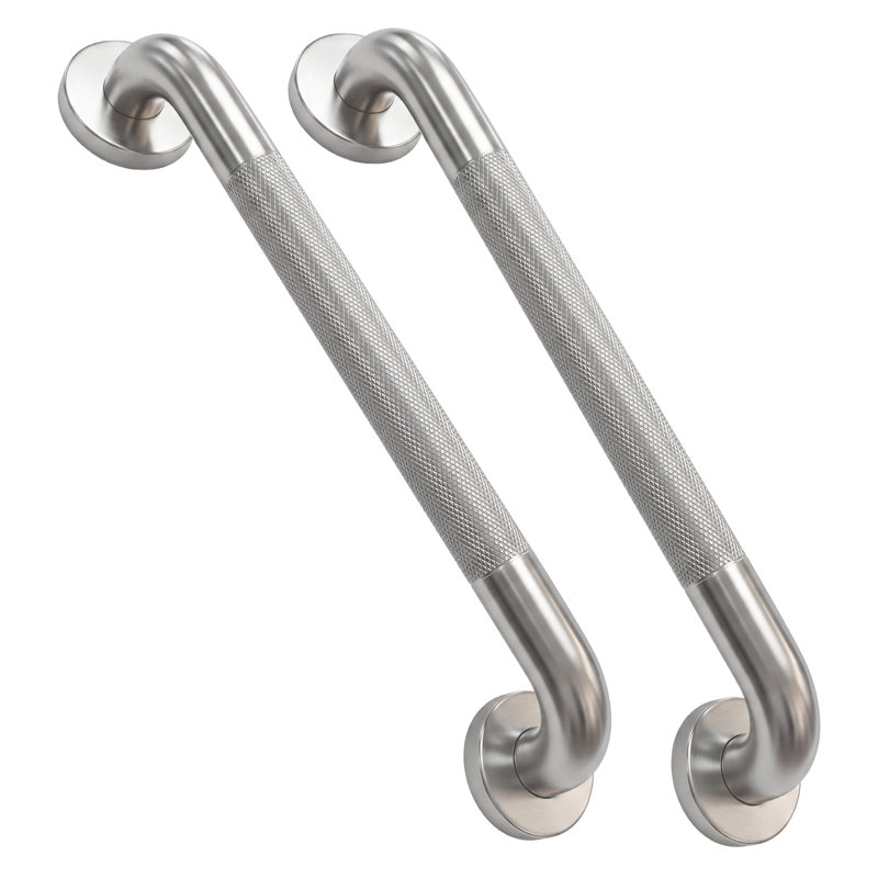 16 Inch Bathroom Safety Grab Bar with Anti-slip Knurled Grip, ADA Compliant, Brushed Nickel 2 Pack, 16 inch