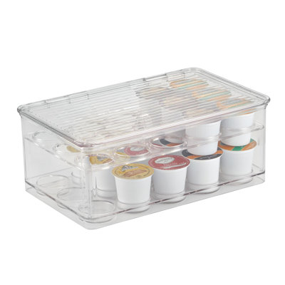 iDesign Plastic 2-Tier Coffee Pod Organizer with Lid, The Linus Collection - 7.25" x 10.75" x 4.25", Clear