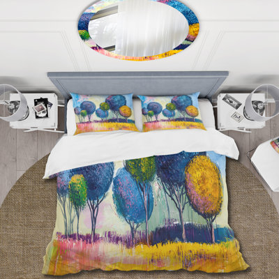 Autumn Fantasy Trees III - Ensemble de housse de couette moderne - Microfibre de polyester