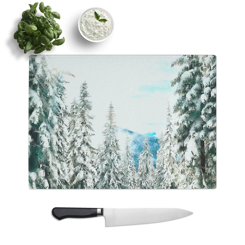 Tempered Glass Winter Trail Painting Chopping Board, 20 cm x 28.5 cm
