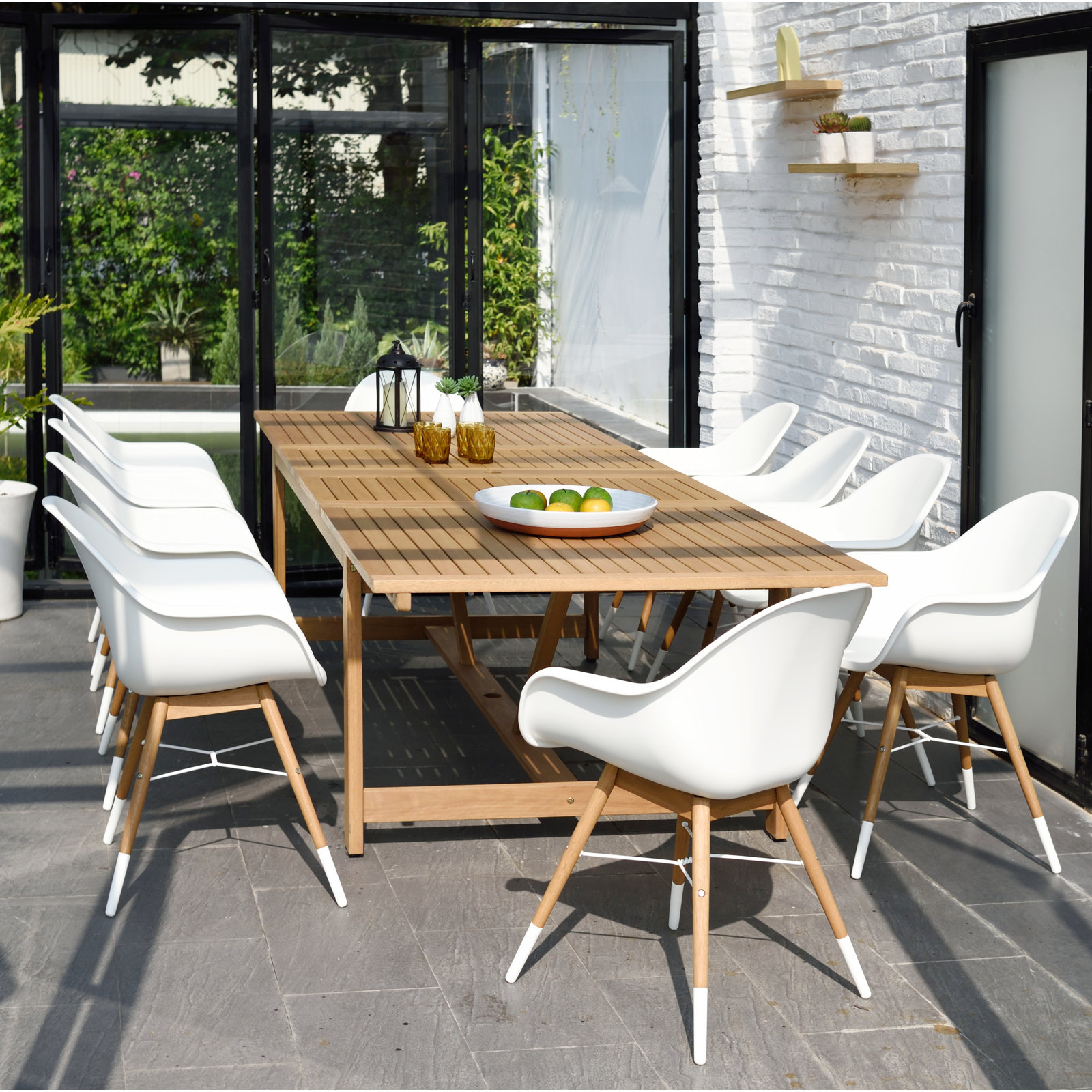 Anautica 118" Eucalyptus Patio Dining Set