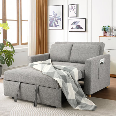 Dharius 48.5" Convertible Sofa Bed 3-in-1 Upholstered Reclining Sleeper Sofa Couch Bed with Cushions