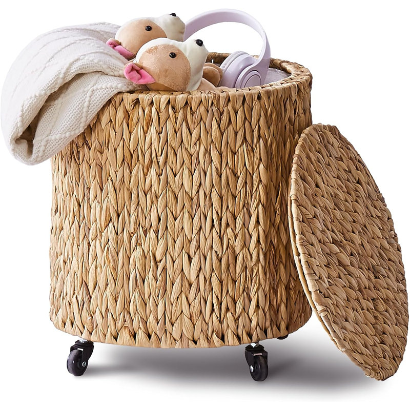Cuaron Rolling Laundry Hamper with Handles, Natural