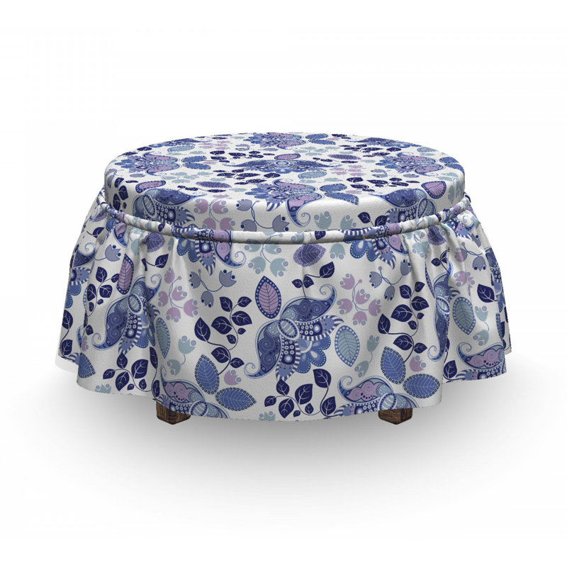 Housse pour repose-pieds à feuilles pastel boho