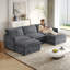 Canapé en tissu velours 3 places en velours côtelé confortable avec repose-pieds mobile pour le salon, ensemble de canapé en U surdimensionné à assise profonde, canapé rembourré à assise profonde de grande taille avec 3 coussins-796230361-796230363-796230365