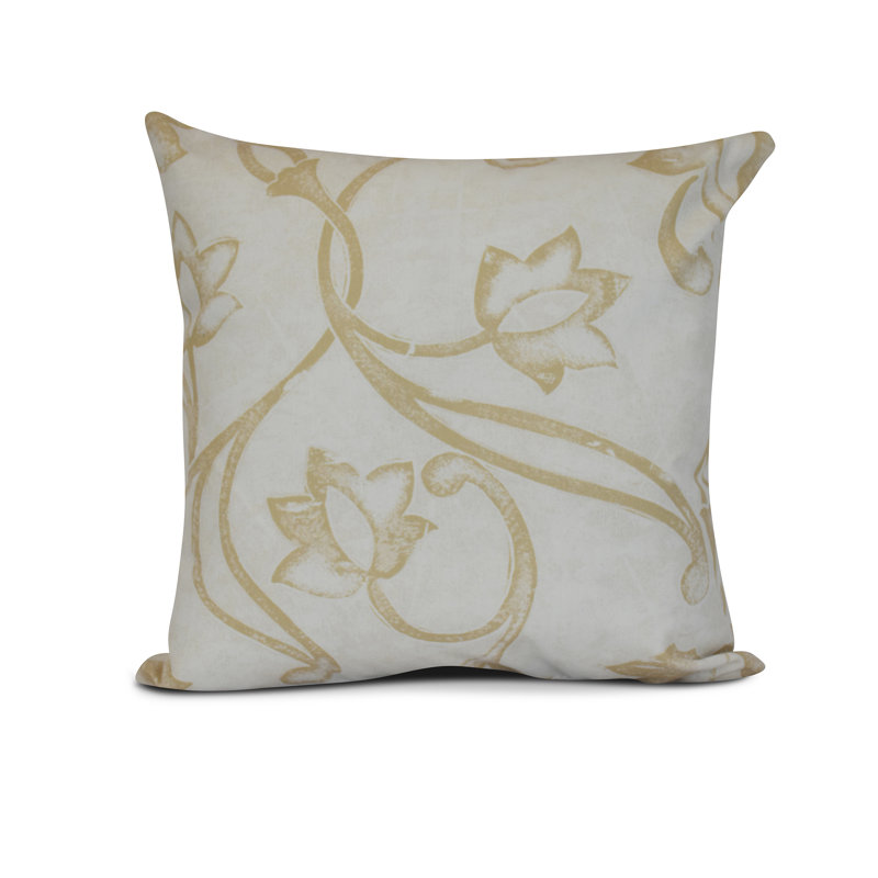 Floral Frolic Floral Reversible Throw Pillow, 16" H x 16" W x 3" D, Taupe