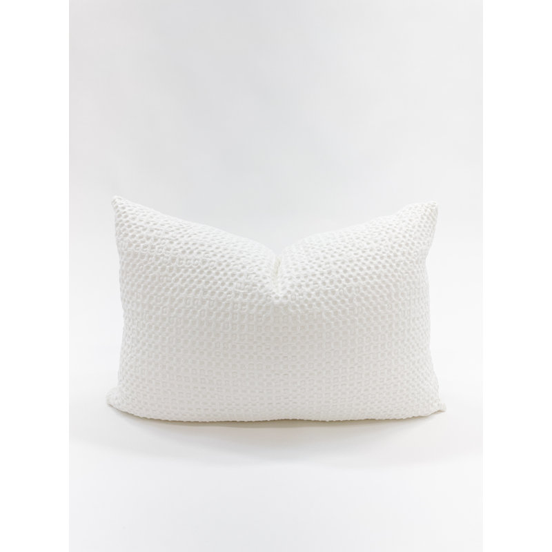White Cotton Waffle Weave Rectangular Pillow 14x20