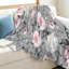 Jeté en molleton blanc ultra doux en flanelle avec fleurs printanières et imprimé recto-130069886