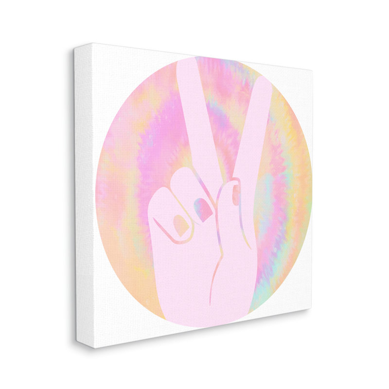 " Peace Sign Hand Pose " by Daphne Polselli Painting Print, Wrapped Canvas, 24" H x 24" W x 1.5" D